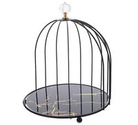 FUOYLOO Metal Birdcage Cake Stand Single Layer Black Dessert Display Rack for Wedding Party Kitchen Counter Cupcake and Fruit Holder Tray