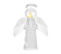 FUOYLOO Mini Crystal Angel Figurine Holding Birthday Cake - Winged Glass Sculpture Collectible Home Decor Keepsake - Guardian Angel Statue for Celebration Event