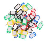 FUOYLOO Numbered Plastic Key Tags with Label Window and Split Ring, 50Pcs Colourful Key Id Tags for Office and Storage Organization, Reusable Luggage Identification Labels