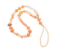 FUOYLOO Orange Beaded Phone Chain with Crystal Stones Anti-Lost Phone Lanyard and Keychain for Women and Teens