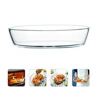 FUOYLOO Oval Glass Baking Tray 2400ml Microwave and Oven Safe Kitchen Roasting Pan Serving Plate for Steak and Salad