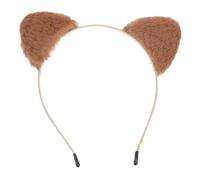 FUOYLOO Plush Cat Ears Hairband for Women with Furry Ears Design, Gentle on Head and Versatile Use, Headband for Washing Face and Makeup Application, Khaki Colour Cute Spa Skincare
