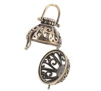 FUOYLOO Portable Brass Car Essential Oil Diffuser with Hollow out Fragrance Ball, Rust-resistant Vintage Floral Pattern Hanging Decor for Car and DIY Use