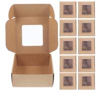 FUOYLOO Portable Jewelry Container Boxes 20Pcs Mini Food Storage with Lid for Baking, Takeaway and Cupcake Brown Paper Organizer