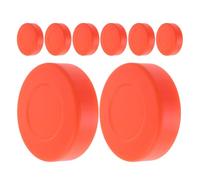 FUOYLOO Practice Hockey Pucks 8Pcs Orange Flat Matte PVC Lightweight for Outdoor Training Games and Ice Rink Players