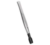 FUOYLOO Precision Flat Tip Tweezers Stainless Steel Rubber Grip, for Industrial Tasks and Hobby Crafting