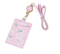 FUOYLOO Pu Leather Card Holder with Hanging Strap, Multi-Purpose Credit Holder Featuring Flower Blossom Print, Chic Design for Card Protection and Daily Use