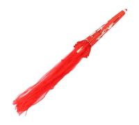 FUOYLOO Red Decorative Silk Cloth Umbrella for Festival Party Decorative Use and Photo Props, Elegant Japanese Style Chic Patterned Parasol, Lightweight Wooden Frame with Delicate Design