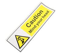 FUOYLOO Self Adhesive Mind Your Head Safety Sticker 20Cm X 6.6Cm Warning Sign for Public Buildings and Indoor Use