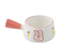 FUOYLOO Small Ceramic Milk Pot Nonstick Saucepan with Handle and Lid Mini Butter Warmer for Kitchen Use