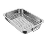 FUOYLOO Stainless Steel Baking Tray and Rack Set Rectangular 36X26X6Cm Ovenware for Home and Professional Kitchen Use Suitable for Roasting Baking and Cooling