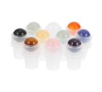 FUOYLOO Stone Perfume Bottle 10Pcs Replacement Roller Balls with Natural Rose Quartz Gemstones for Aromatherapy Essential Oil Bottles 16-Thread Caps for Smooth Application