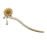 FUOYLOO Sunflower Hair Stick Flower Hair Pin Alloy Simple Elegant Flower Shape Easy to Slide Not Easy to Break for Women Dating Banquet