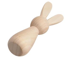 FUOYLOO Unpainted Wooden Rabbit Peg Dolls Mini DIY Graffiti Craft Beige Hand Making Keepsake Room Decoration