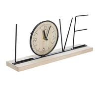 FUOYLOO Vintage and Love Or with Letter Molding Decorative Clock Desktop Wooden Iron Material, Practical Mute for Use Table Coffee Shop Bedroom