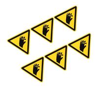 FUOYLOO Waterproof Adhesive Warning Labels 6Pcs for Machinery Safety 100Mm Mechanical Injury Prevention Stickers Industrial Hazard Signs