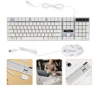 FUOYLOO Wired Mechanical Feel Gaming Keyboard and Mouse Kit with Rgb Backlight Ergonomic USB Play Non-conflict Keys for Professional Gamers White