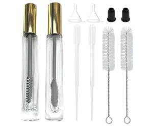fupah Empty Mascara Tube and Wand Glass, Lip Gloss Tube, Refillable Makeup Containers B), 10ml, Glass, Crystal Clear Vision, Travel-Ready Elegance
