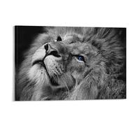 FUPMTKLT Black And White Lions Blue Eyed Lion Modern Canvas Poster Wall Art Decor Print Picture Paintings for Living Room Bedroom Decoration 08x12inch(20x30cm)