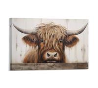 FUPMTKLT Highland Cow with Rustic Charm Country Canvas Poster Wall Art Decor Print Picture Paintings for Living Room Bedroom Decoration 12x18inch(30x45cm)