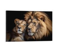 FUPMTKLT Lions Couple Lion And Lioness Family Love Canvas Poster Bedroom Decor Landscape Office Room Decor Gift 08x12inch(20x30cm)
