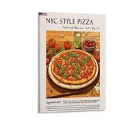 FUPMTKLT New York Style Pizza Food Poster Retro Restaurant Poster American Cuisine Kitchen Dining Room Poster Canvas Poster Bedroom Decor Landscape Office Room Decor Gift 16x24inch(40x60cm)