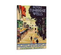 FUPMTKLT Vintage British Railways Royal Tunbridge Wells Kent Travel Streetscape Canvas Poster Bedroom Decor Landscape Office Room Decor Gift 12x18inch(30x45cm)