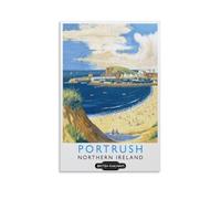 FUPMTKLT Vintage Portrush Northern Ireland Railways Travel Coastal Beach Canvas Poster Wall Art Decor Print Picture Paintings for Living Room Bedroom Decoration 08x12inch(20x30cm)