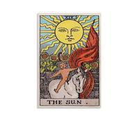 FUPMTKLT Vintage Tarot Card The Sun Spiritual Magic Fantasy Canvas Poster Bedroom Decor Landscape Office Room Decor Gift 20x30inch(50x75cm)