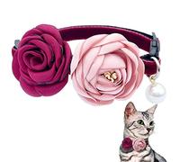 Fupo Cat Collar Necklace Breakaway with Red & Pink Flower Adjustable from 7.5" to 11.8" for Girl Kitten Small Dogs Pets (Red)