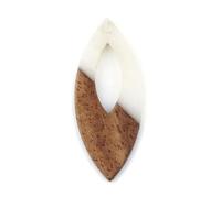 FUPOHUA Charms Pendants 3PCs Resin & Wood Hollow Resin Pendants Olive Shape Charms With Gold Leaf 3.8cm X 1.6cm For DIY Jewelry Making