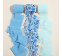 FUPOHUA Printed Flowers Frayed Edged Satin Handmade Chiffon Ribbon For Wedding Invitation Bouquet Birth Party DIY Dec Gift 3 Roll 5m