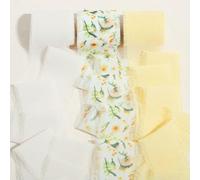 FUPOHUA Printed Flowers Frayed Edged Satin Handmade Chiffon Ribbon For Wedding Invitation Bouquet Birth Party DIY Dec Gift 3 Roll 5m