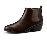 FUPPIA Chelsea Boots Women Fashion Ankle Booties Classic Low Heel Side Zip Shoes for Women Black Brown Brown Size 8