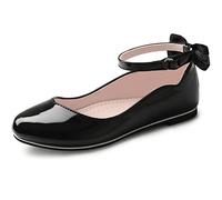 FUPPIA Girls Dress Shoes Mary Jane Princess Shoes Ballet Flat Wedding Party Shoes with Ankle Strap for Little Big Kids Black Size 1