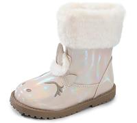 FUPPIA Toddler Girls Winter Boots Unicorn Snow Boots for Toddler Little Kids Girls Side Zipper Light Pink 6