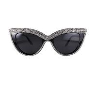 FUPRECIOUS Cat Eye Sunglasses Bling Rhinestones Crystal Black Plastic Frame Eyewear