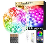 FUPT Led Strip Lights,2m LEDs Light Strips Battery Powered with App&Remote, Flexible 5050 RGB Colour Changing Led Lights for Bedroom,TV,Gaming Room Music Sync,Christmas,Halloween Decorations