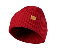 FUQILA 100% Merino Wool Cuff Beanie Hat, Unisex Warm Winter Caps Soft, Breathable & Cozy Stretchy Knitted Cuffed Cap, Chili Red, One size