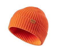 FUQILA 100% Merino Wool Cuff Beanie Hat, Unisex Warm Winter Caps Soft, Breathable & Cozy Stretchy Knitted Cuffed Cap, Orange, One Size
