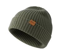 FUQILA 100% Merino Wool Cuff Beanie Hat, Unisex Warm Winter Caps Soft, Breathable & Cozy Stretchy Knitted Cuffed Cap, Absinthe Green, One size