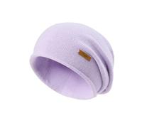 FUQILA 100% Merino Wool Slouchy Beanie Hat, Women Warm Winter Caps Soft, Ladies Breathable & Cozy Stretchy Knitted Skull Cap, Lavender Purple, One Size