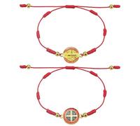 Fuqimanman2020 1~2 Pcs Catholic Adjustable String Bracelets Handmade Woven Saint Benedict Medal Bracelet Religious Bracelet Gifts for Women Men, S, Zinc, no gemstone