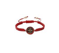 Fuqimanman2020 1~2 Pcs Catholic Adjustable String Bracelets Handmade Woven Saint Benedict Medal Bracelet Religious Bracelet Gifts for Women Men, 1, Metal, no gemstone
