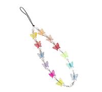 Fuqimanman2020 1-2 PCS Natural Stone Cell Phone Lanyard Strap Charms- Handmade Colorful Beaded Butterfly Charms for Women Girl, Rainbow Keychain, 1, Stone Nylon Crystal, No Gemstone