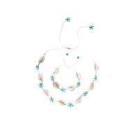 Fuqimanman2020 1-3 Pcs Boho Turtle Starfish Shell Beach Ankle Bracelets Necklace Jewelry Set Adjustable Shell Bracelets Beach Party Jewelry for Women, S, Zinc, No Gemstone