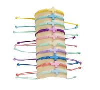 Fuqimanman2020 10Pcs Colorful Cross Braided Woven Bracelets Adjustable Handmade Cross Charm Rope Bracelets Religious Christian Jewelry Gift, Adjustable, Acrylic, no gemstone