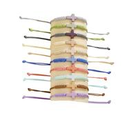 Fuqimanman2020 10Pcs Colorful Cross Braided Woven Bracelets Adjustable Handmade Cross Charm Rope Bracelets Religious Christian Jewelry Gift, Adjustable, Acrylic, no gemstone