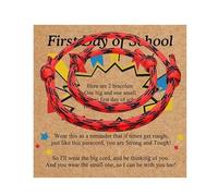 Fuqimanman2020 2-3Pcs Back to School Bracelet for Mom Father Daughter Son First Day of School Matching Wish Knit Rope Nylon Woven Bracelet With Message Card-2pcs red