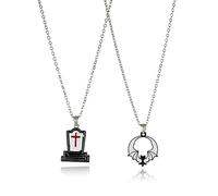 Fuqimanman2020 2 Pcs Halloween Pumpkin Ghost Skull Spider Bat Pendant Necklaces for Women Cute Best Friend BBF Halloween Charm Necklace Jewelry Gifts, Metal, No Gemstone